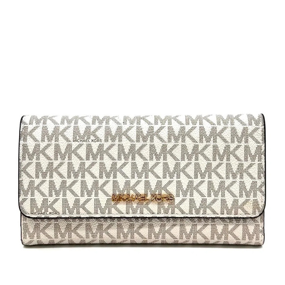 Michael Kors Large trifold Wallet Vanilla/Brown - Picture 2 of 7